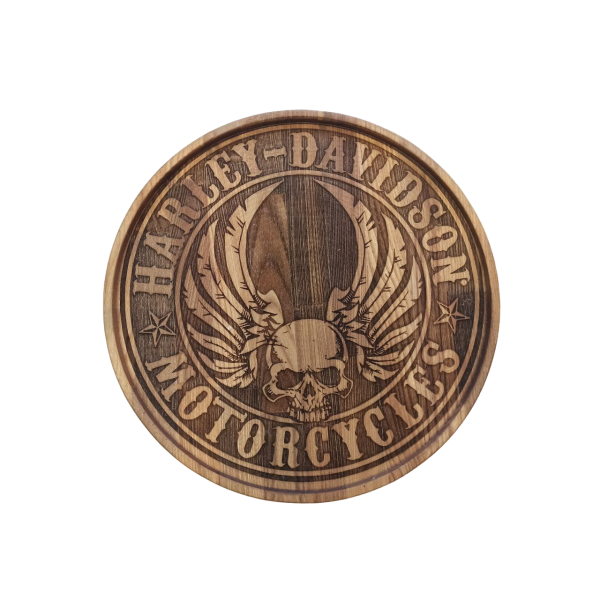 ХукаСтол Поднос Harley Davidson (Коричневый, Бук) для кальяна в Петрозаводске