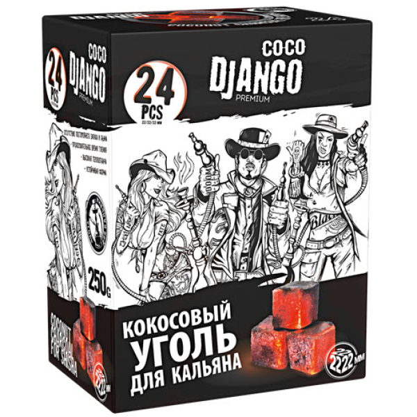 Уголь Coco Django для кальяна 24 шт в Петрозаводске