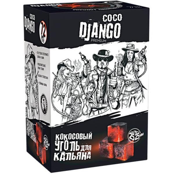 Уголь Coco Django 25мм для кальяна - 1кг (72 шт) в Петрозаводске