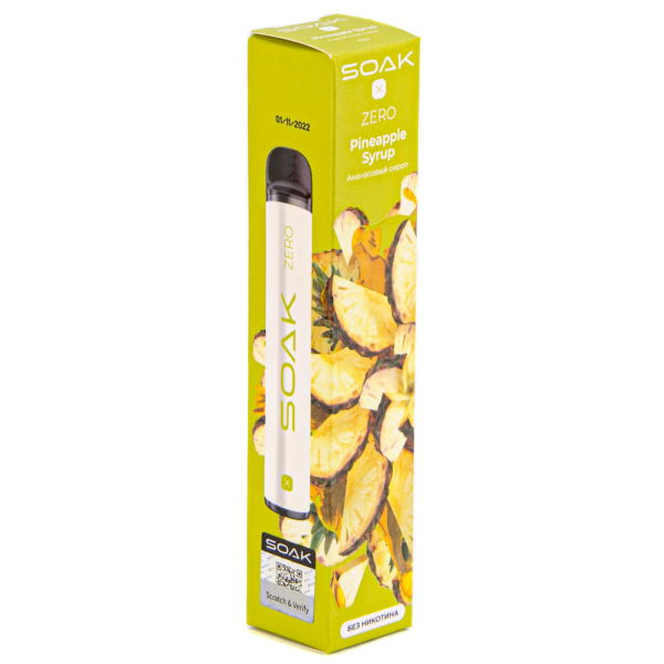 SOAK X ZERO Pineapple syrup 1500 затяжек (без никотина) в Петрозаводске