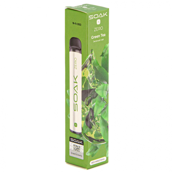 SOAK X ZERO Green tea 1500 затяжек (без никотина) в Петрозаводске