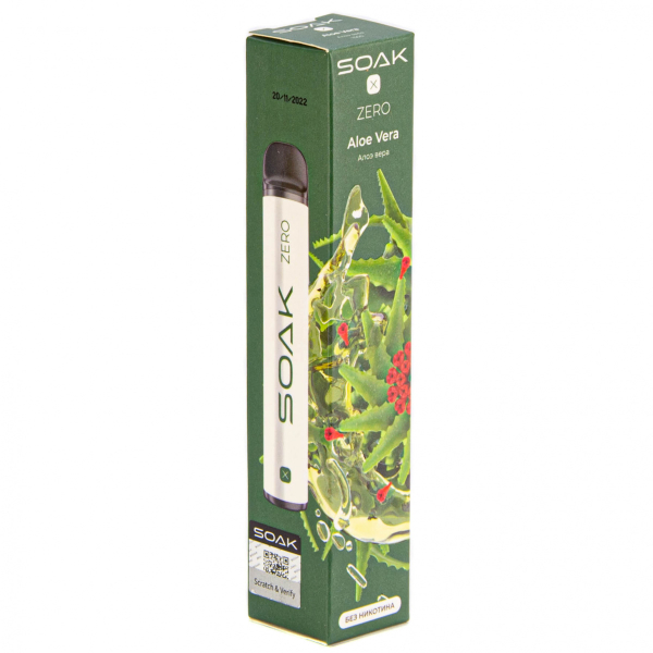 SOAK X ZERO Aloe vera 1500 затяжек (без никотина) в Петрозаводске