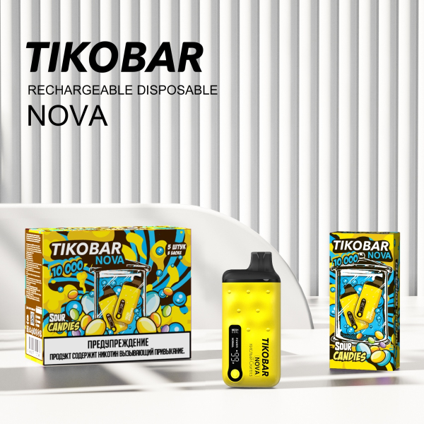 Электронка Tikobar Nova Кислые Конфеты 10000 Затяжек в Петрозаводске