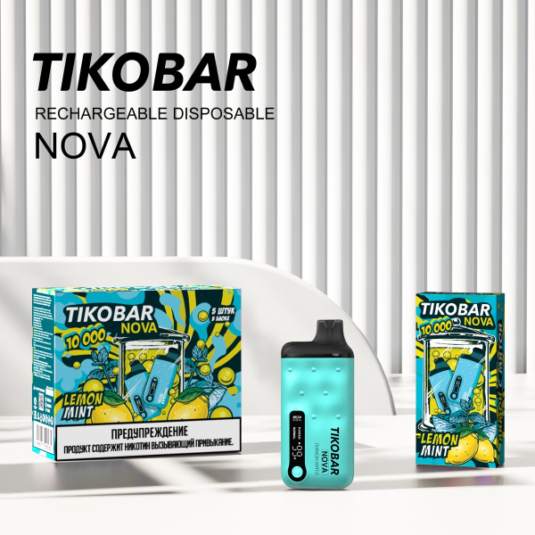Электронка Tikobar Nova Лимон Мята 10000 Затяжек в Петрозаводске