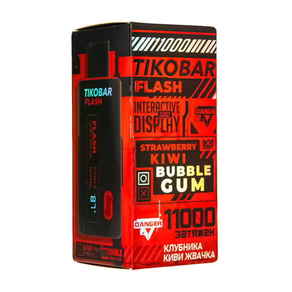 Электронка Tikobar Flash Клубника Киви Жвачка 11000 Затяжек в Петрозаводске
