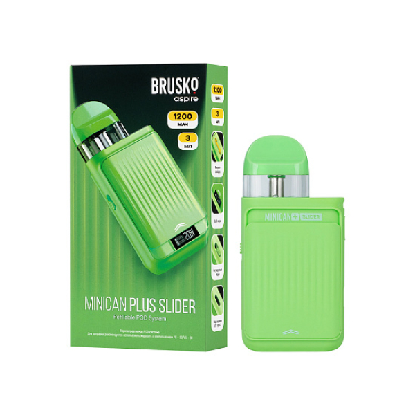 POD-система Brusko Minican Plus Slider Зелёный в Петрозаводске