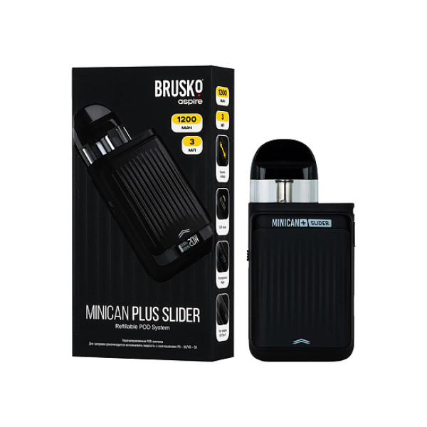POD-система Brusko Minican Plus Slider Чёрный в Петрозаводске