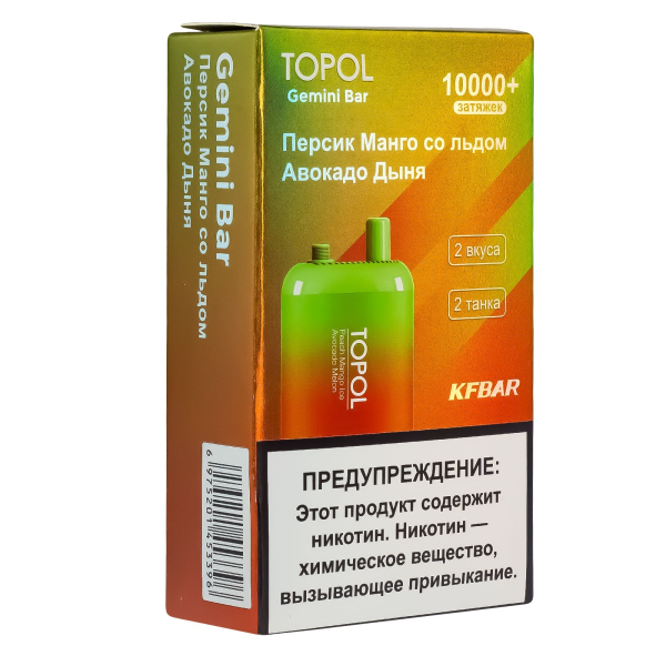 Электронка Topol Gemini Bar Peach Mango Ice | Avocado Melon 10000 тяг в Петрозаводске