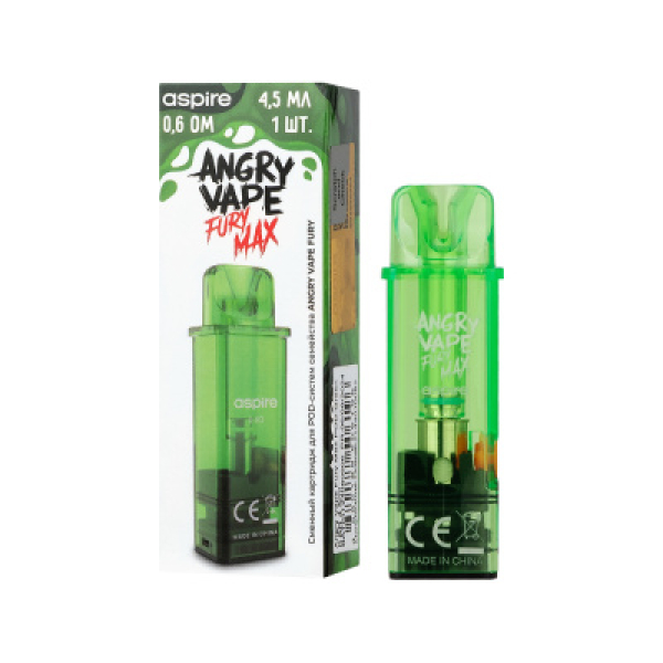 Картридж Angry Vape Fury Max Зелёный 45 мл 0.6 Ом ( 1 шт.) в Петрозаводске